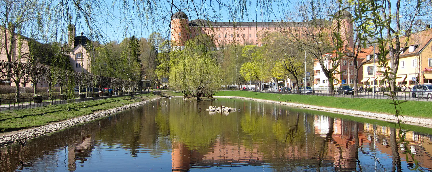 image of Uppsala city lake with castle behind