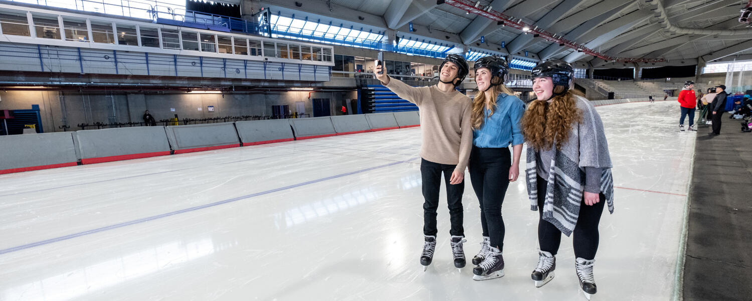 Students skating at the oval