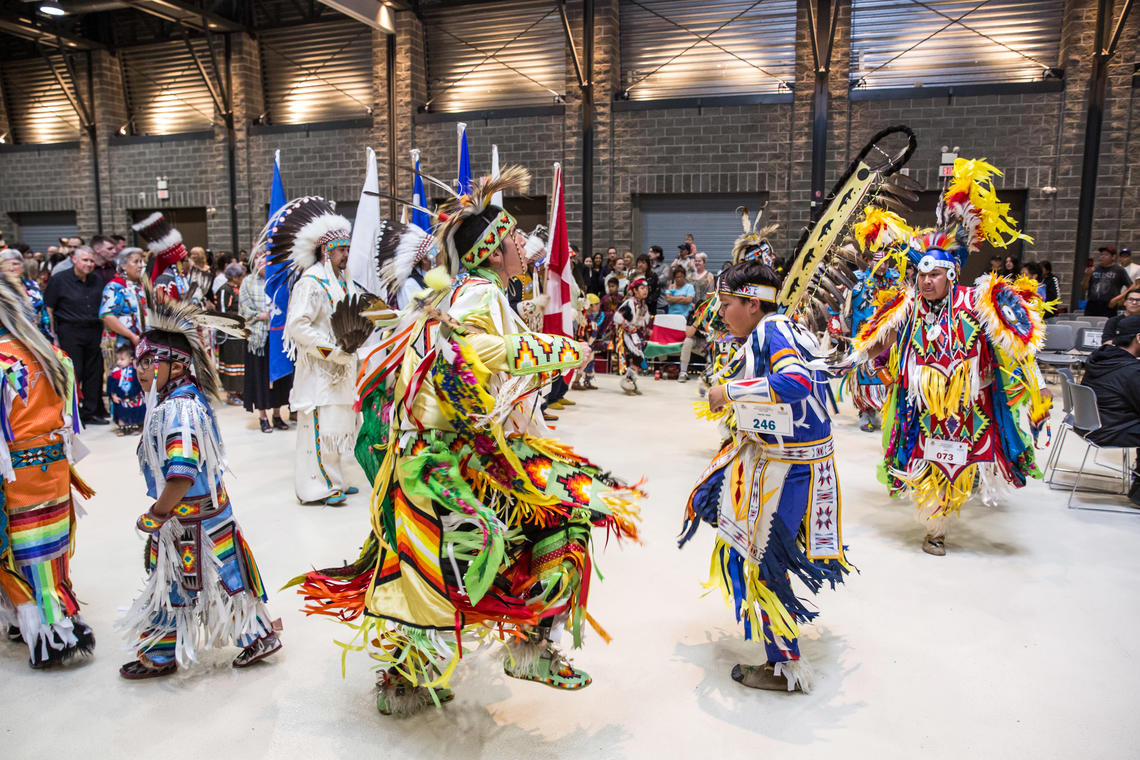 Pow-wow dancers during the Grand Entry