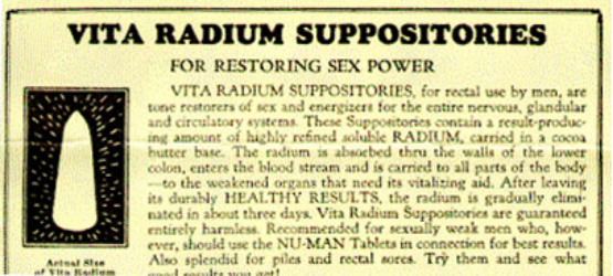 Advertisement for radium suppositories to rector sex power