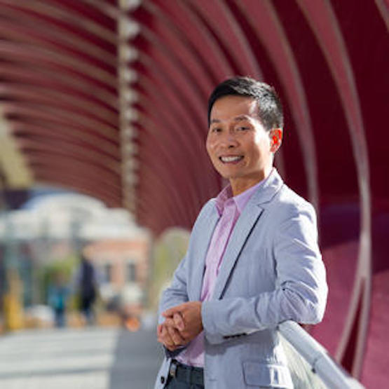 Mr. Hieu Ngo at Peace Bridge in downtown Calgary