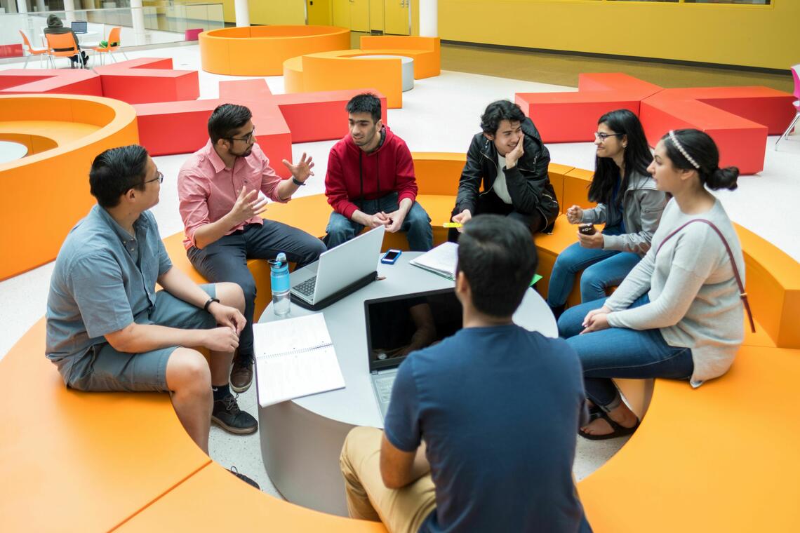 Students studying together in a group