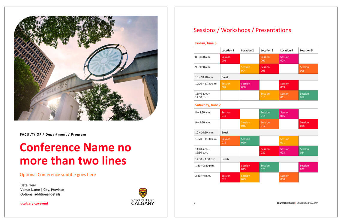 UCalgary conference schedule template — Image