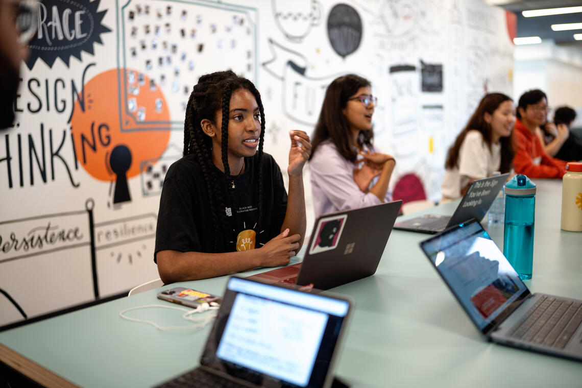 Students working in the Hunter Hub for Entrepreneurial Thinking