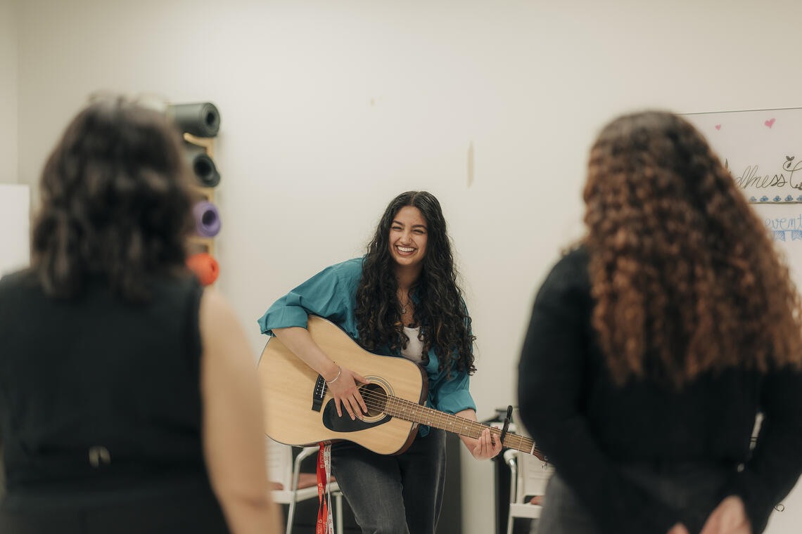 Students in the Bill Rosehart Wellness Room (ENA 06)