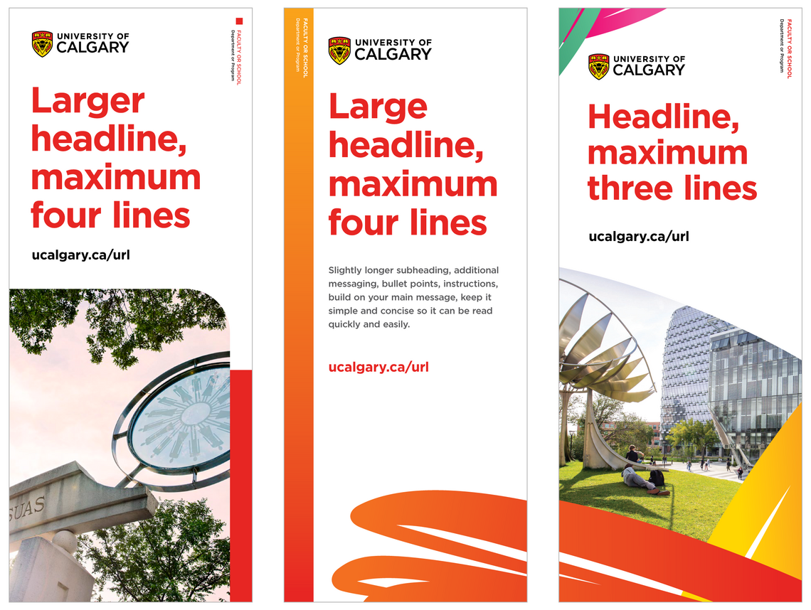 Three pull-up banners in various configurations