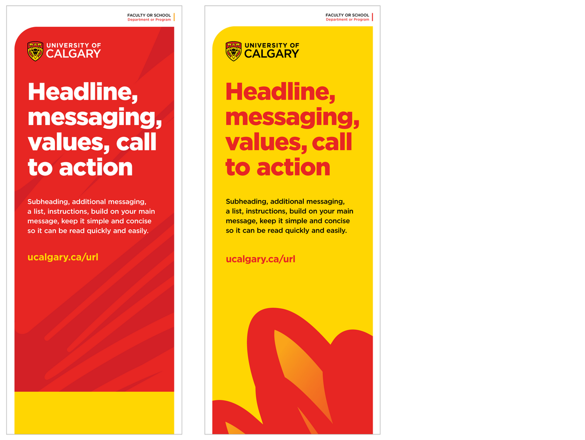 Two pull-up banners in colourful configurations