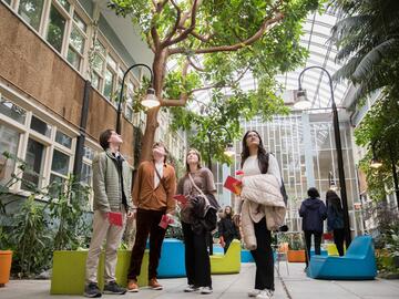 Students exploring The Atrium for the passport challenge as part of the You at UCalgary event.