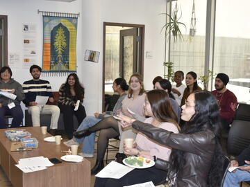 Volunteers sitting and talking