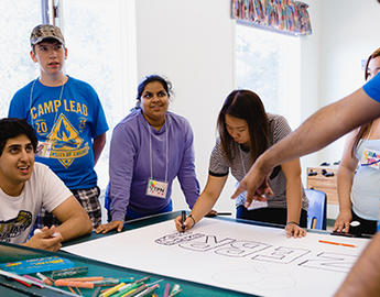 Students making a poster